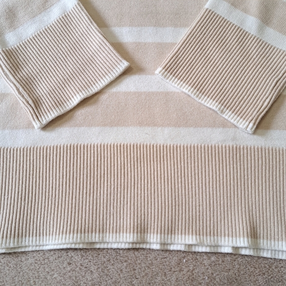 New! Matty M Tunic Sweater Women's Small Cream Beige Striped Knit Oversized - Picture 14 of 16